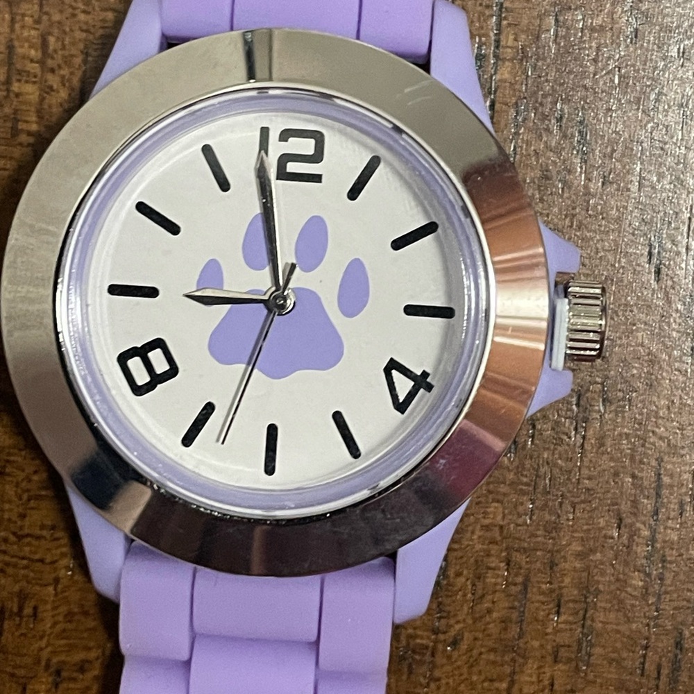 Paw Print Watch Purple Silicone Band New